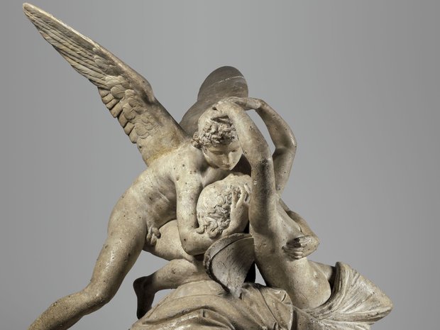 Now all grown-up, Eros, or Cupid, takes a break from making people fall in love to try love himself in Antonio Canova’s “Cupid and Psyche” (1794). Copyright The Metropolitan Museum of Art
