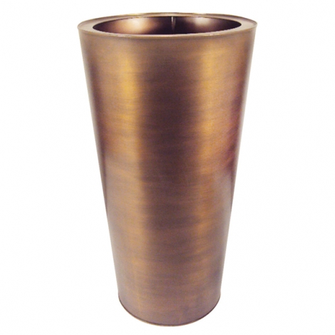 Aged-copper planter, Smith & Hawken round ($39.99 online price). Target at target.com.