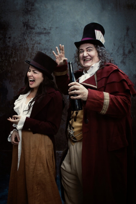 Anna Netrebko as Adina and Ambrogio Maestri as Dr. Dulcamara in Donizetti's 