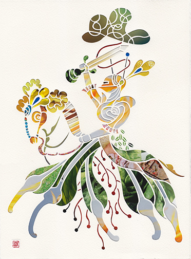 “I Give Thee All, I Can No More #2,” a paper cut-out collage by Mayuko Fujino, will be included in “Craft-Tastic.” Photograph courtesy of Pelham Art Center.