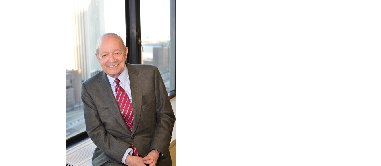 Pace University President Stephen J. Friedman in a conference room on the school’s lower Manhattan campus. Photograph by Bob Rozycki.