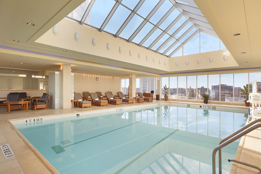 Amenities at The Residences at The Ritz-Carlton Westchester II include this glass-enclosed, year-round pool. Photographs courtesy The Residences at The Ritz-Carlton Westchester II