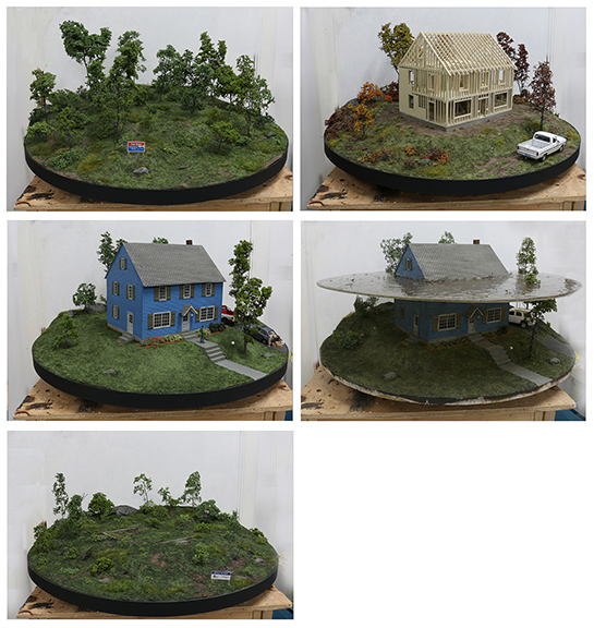  “The Culminating Point #1, #2, #3, #4, #5” (2015), part of “Thomas Doyle: If the creek don’t rise” through May 8 at the Hudson River Museum in Yonkers.