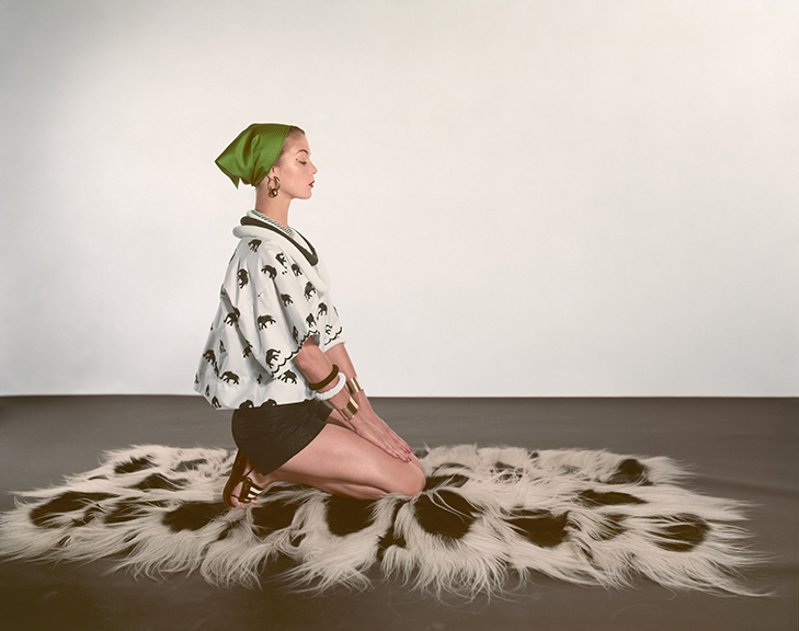 Model Jean Patchett in a Carolyn Schnurer top. Photograph by Louise Dahl-Wolfe, color proof, featured in Harper’s Bazaar, December 1952. Collection of The Museum at FIT, © 1989 Center for Creative Photography, Arizona Board of Regents.