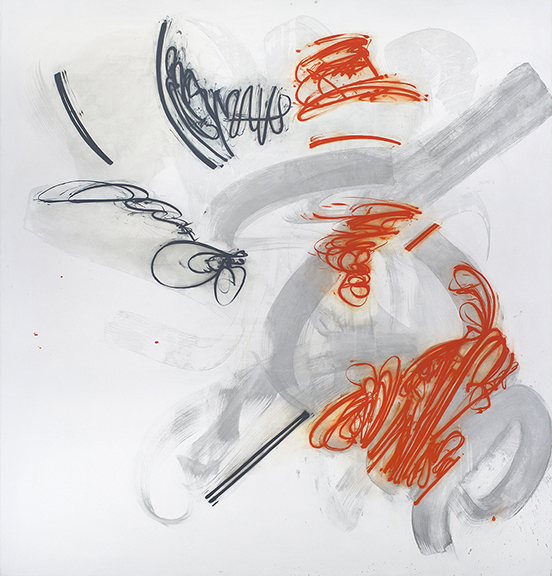 Jill Moser, “Party Line” 2011. 70 x 73 inches, acrylic on canvas. Photograph courtesy Heather Gaudio Fine Art.