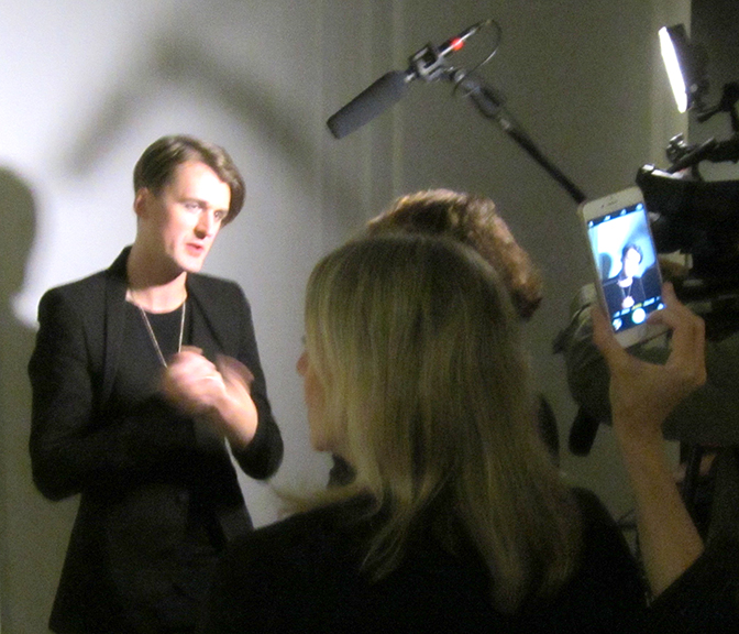 English fashion designer Gareth Pugh, whose designs are featured in “Manus x Machina,” was on hand for the May 2 press preview at The Metropolitan Museum of Art. Photograph by Mary Shustack.