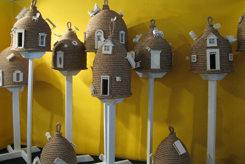 Ken Fulk’s apiary designs for the “Antique Garden Furniture Fair” included beehive birdhouses and stunning floral arrangements that inspired many a selfie. Photographs by Georgette Gouveia