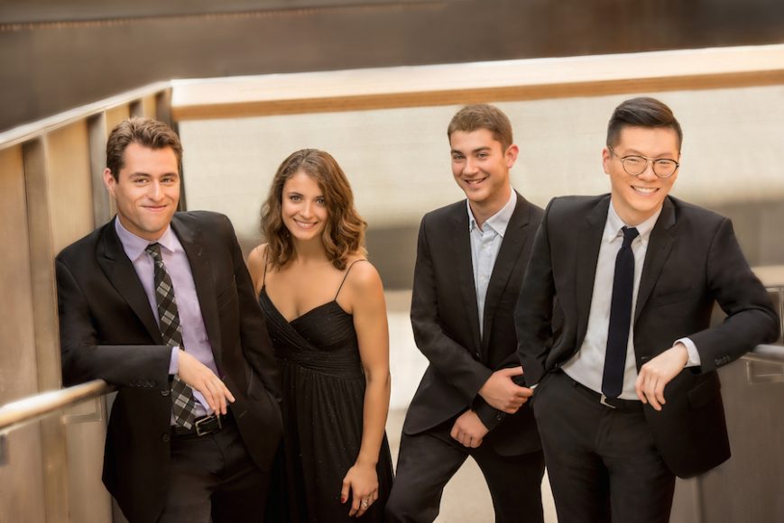 Friends of Music Concerts will feature a May 6 show with the Dover Quartet. Photograph by Carlin Ma. Courtesy Friends of Music Concerts.