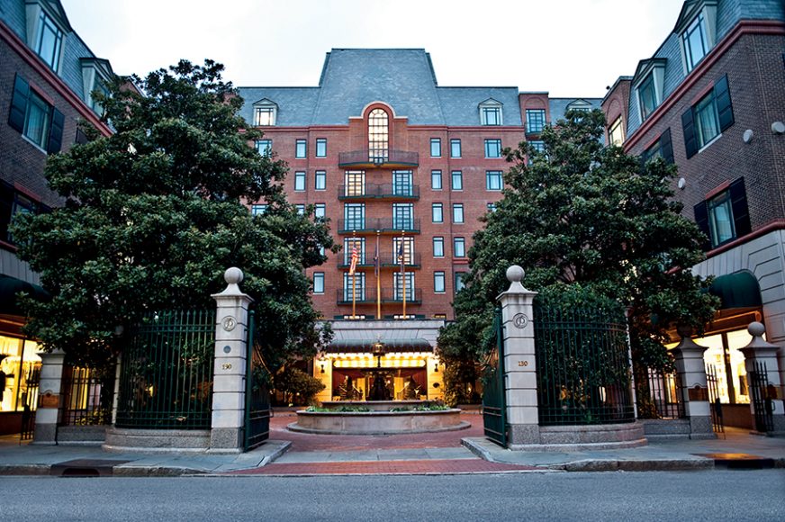 Entrance to Charleston Place. Photograph by Joe Vaughn. Courtesy Hotel Belmond Charleston.
