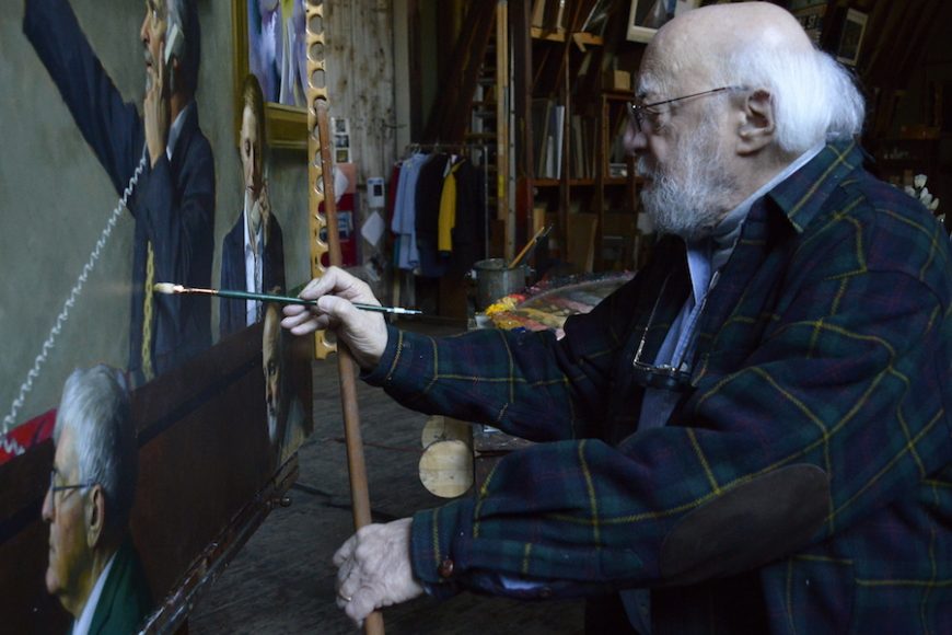 Daniel Greene at work back in 2015 in his North Salem barn-studio. Photograph by Bob Rozycki.