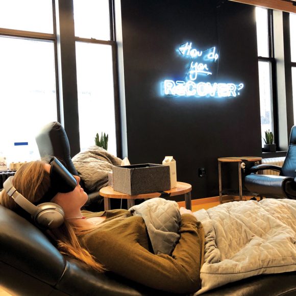 Wagger Meghan McSharry tries her first NuCalm session at RēCOVER.