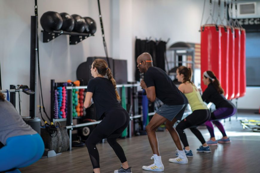 Trainer and co-founder Jonathan Edmond leads a Belly and Body class. Photograph courtesy Belly and Body.