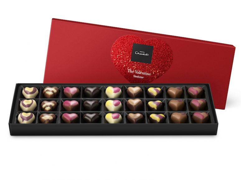 The Valentine H-box and the Valentine Sleekster from Hotel Chocolate. 