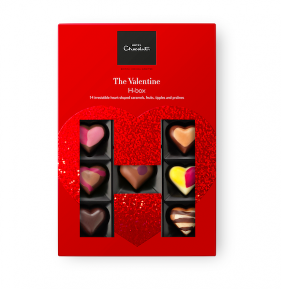 The Valentine H-box and the Valentine Sleekster from Hotel Chocolate. 