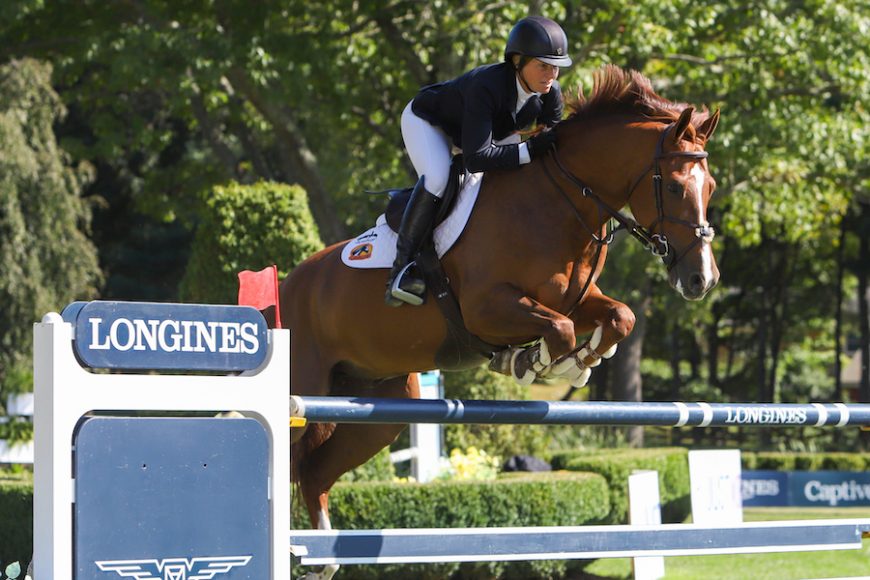 This is the third time Beezie Madden, seen here aboard Garant, has won the American Gold Cup. Photograph by Elaine Wessel/Phelps Media Group.