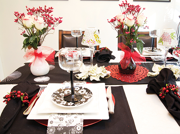 Jackie’s Valentine’s Day-inspired table setting.