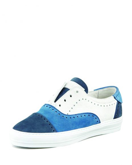Alexander McQueen’s men’s colorblock perforated suede sneakers, $720. Available at neimanmarcus.com. Image courtesy Neiman Marcus.