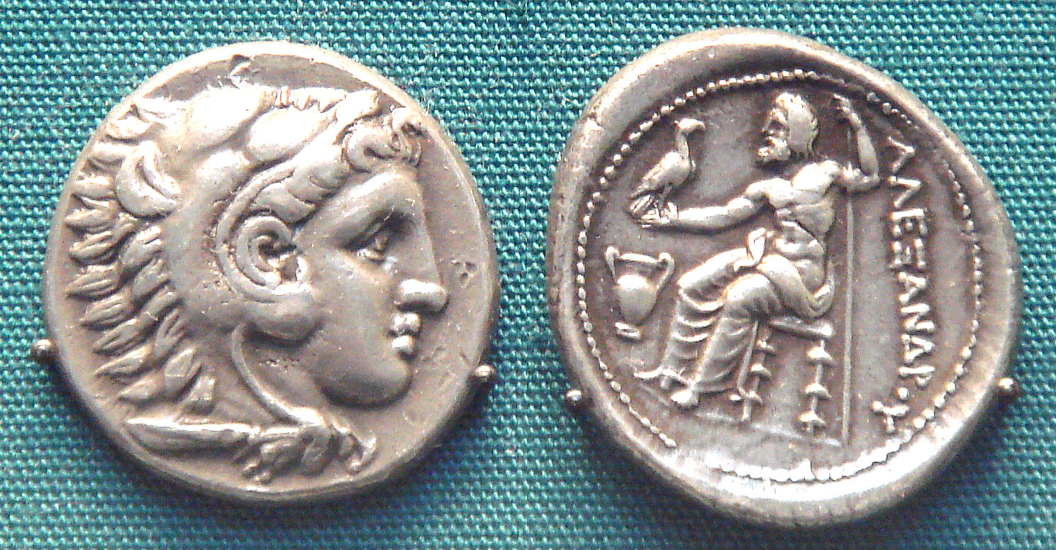 Coin of Alexander, wearing the lion’s cap of Herakles, his great ancestor, British Museum.