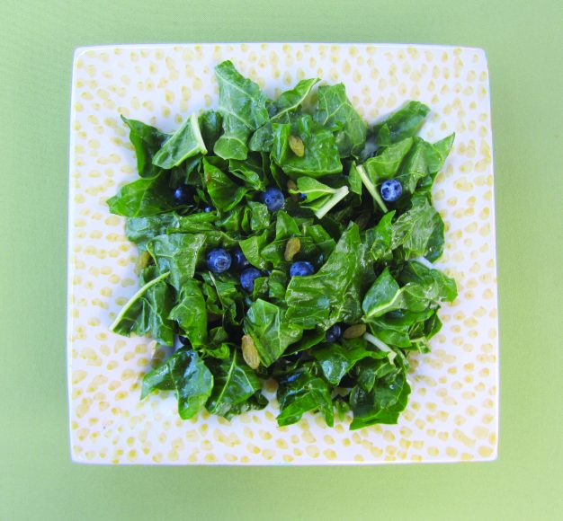 Swiss chard blueberry salad with lavender and tarragon 
