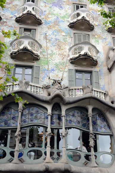 Casa Batlló is an example of Catalan Modernism by Antoni Gaudí in downtown Barcelona.