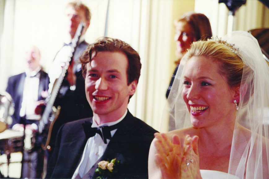 Jonathan and Kirsten at the Yale Club in New York City on their wedding day, April 7, 2001.