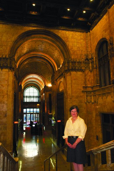 Helen Post Curry at the Woolworth Building. Photograph by Bob Rozycki.