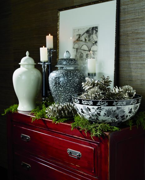 A vignette featuring some of Ethan Allen’s latest designs.