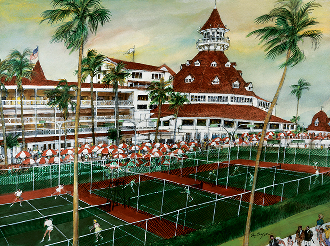ca. 1990s, Coronado, California, USA --- Tennis Courts at Hotel Del Coronado --- Image by © Franklin McMahon/CORBIS