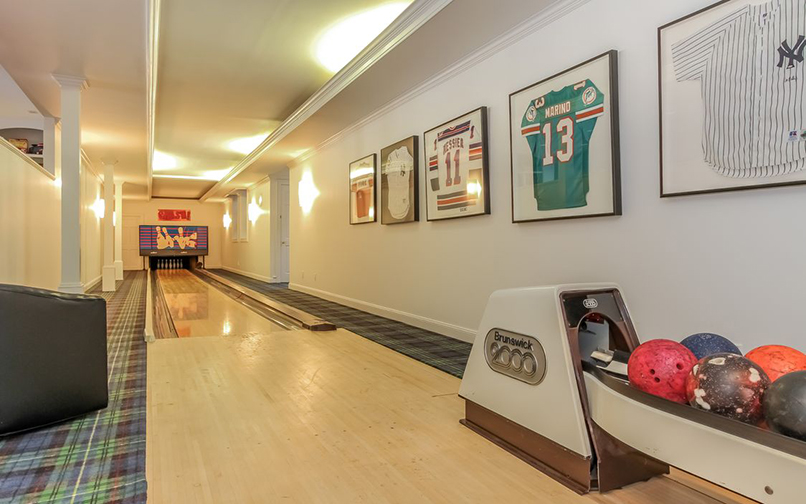 You’re not a king of indoor recreation until you have your own bowling lane like the regulation lane in this Pound Ridge home. Courtesy Houlihan Lawrence.