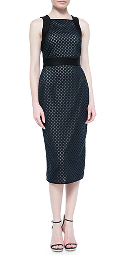 Shoshanna’s Sleeveless Laser-Cut Scuba Dress ($395).