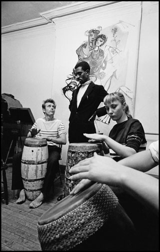 James Dean takes a drum lesson with Cyril Jackson in a studio not far from Times Square, N.Y. ©2015 Dennis Stock/Magnum Photos.