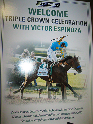 Poster for the “Victor Espinoza Triple Crown Celebration.” Photograph by Georgette Gouveia