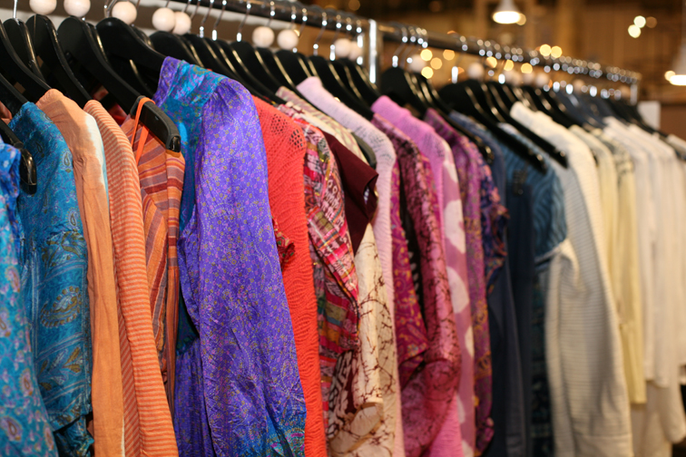 A rack of clothing on the “inspiration” floor at ABC Carpet & Home.