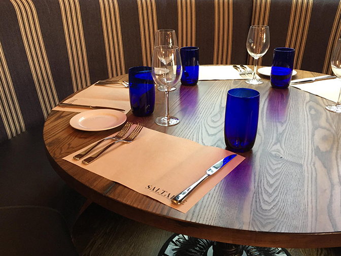 Place settings at Saltaire; the menu will be printed daily to accommodate the daily-changing selection of fresh seafood