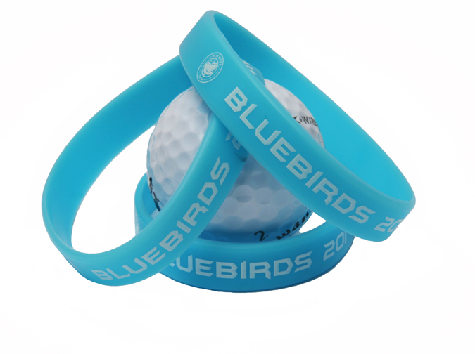 Shaun Maher hands out wristbands to promote the work of Bluebirds 2014. Photograph by Bob Rozycki.