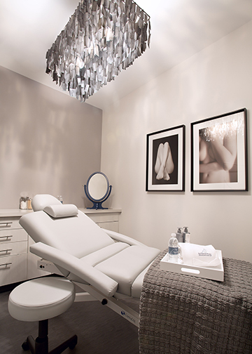 A sensuous treatment room at the sleek Greenwich Medical Skincare and Laser Spa.