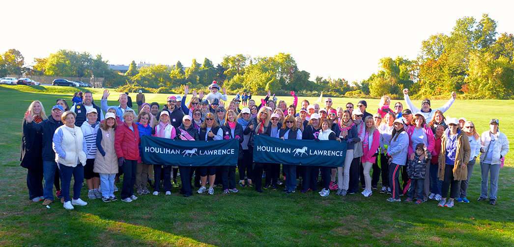 Team Houlihan Lawrence lets out a victory cheer after a superb fundraising effort in the fight against breast cancer. 