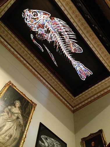 Artist Gary Moran has created fish-themed art, a reminder of the circle of life, for display at the Hudson River Museum. Photograph by Catherine Latson.