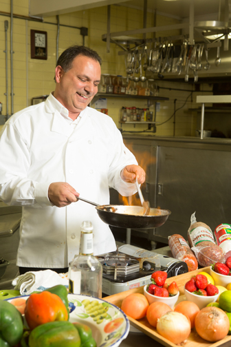Al Ciuffetelli of Homestyle Caterers in the kitchen at the Putnam County Golf Course in Mahopac. Photograph by John Rizzo.