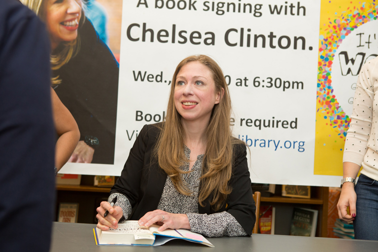 Chelsea Clinton at her book signing at the Chappaqua Library. Photograph by John Rizzo.