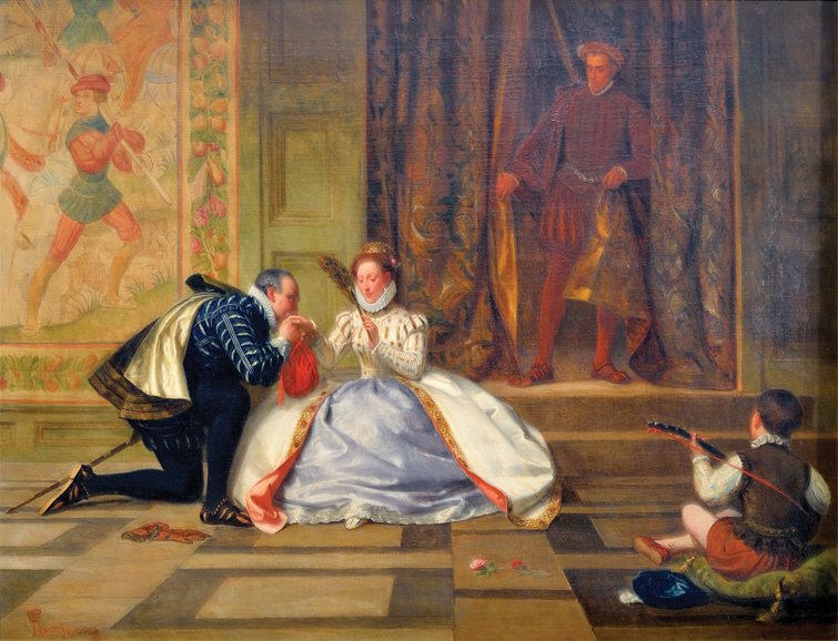 A Victorian view of “Elizabeth I and Leicester” (1865, oil), Musée des Beaux-Arts de Lyon.