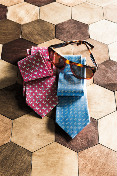 Salvatore Ferragamo gifts for men at Neiman Marcus include stylish ties and sunglasses. Photograph courtesy of Neiman Marcus.