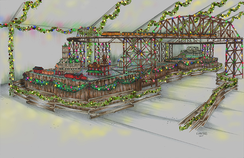 Rendering of 3,000 additional square feet of exhibit space in this year’s “Holiday Train Show.”