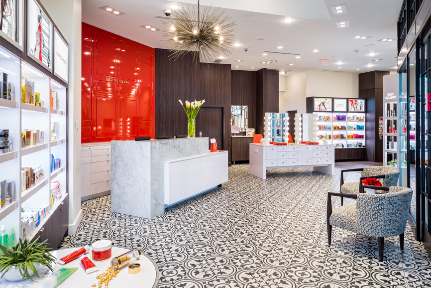 Recent renovations to the Elizabeth Arden Red Door at The Westchester in White Plains included the refurbishment of the signature lobby. Photograph courtesy the Red Door.