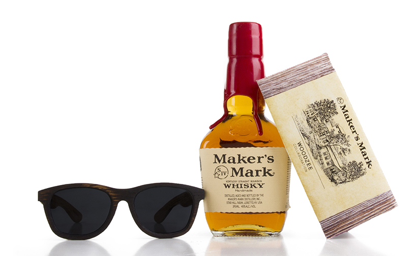 Woodzee, a company behind lines of sustainably sourced and repurposed eyewear and home goods, is collaborating with Maker’s Mark. Photograph courtesy of Woodzee.