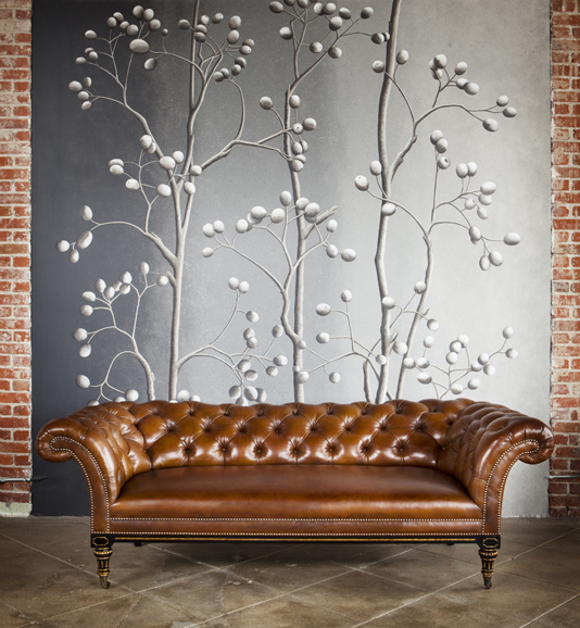 [5] Chesterfield Sofa in antique hand-rubbed leather ($10,200). Photograph courtesy of Posse Furniture.