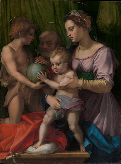 At The Met – Andrea del Sarto’s “The Holy Family With the Young Saint John the Baptist” (circa 1528, oil on wood). The Metropolitan Museum of Art