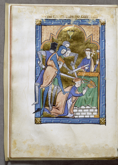 “Martyrdom of Saint Thomas Becket” (ink, paint and gold on parchment, circa 1250). Walters Art Museum.