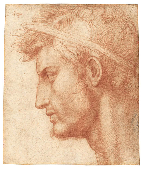 At The Frick – Andrea del Sarto’s “Study for the Head of Julius Caesar” (circa 1520, red chalk). Copyright The Metropolitan Museum of Art