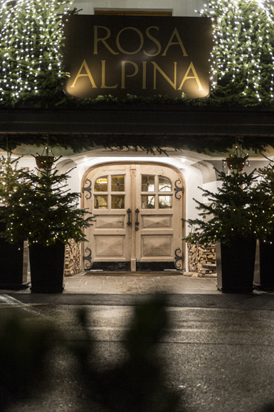 Rosa Alpina hotel entrance. Photograph courtesy Rosa Alpina.